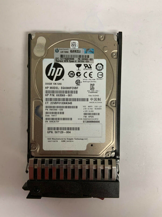 693569-001  HPE 300GB 6G 10K rpm SFF (2.5-inch) SAS HARD DRIVE