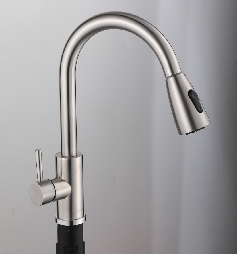 KITCHEN FAUCET SWIVEL DECK MOUNT SINGLE HOLE TAP BRUSHED STAINLESS STEEL BAR NEW