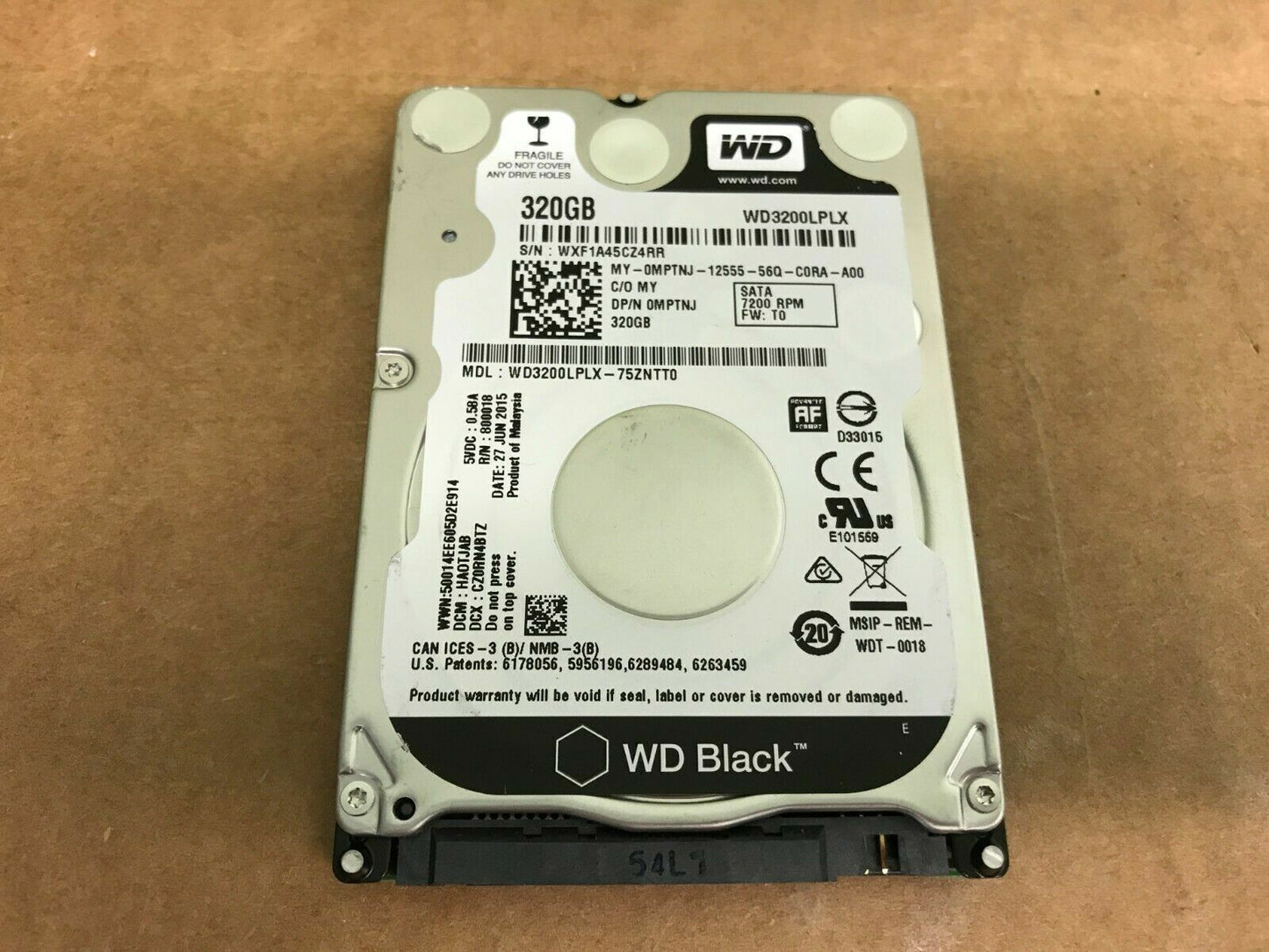 Dell WD Black WD3200LPLX 320GB 7200RPM SATA 2.5" Laptop HDD MPTNJ 0MPTNJ