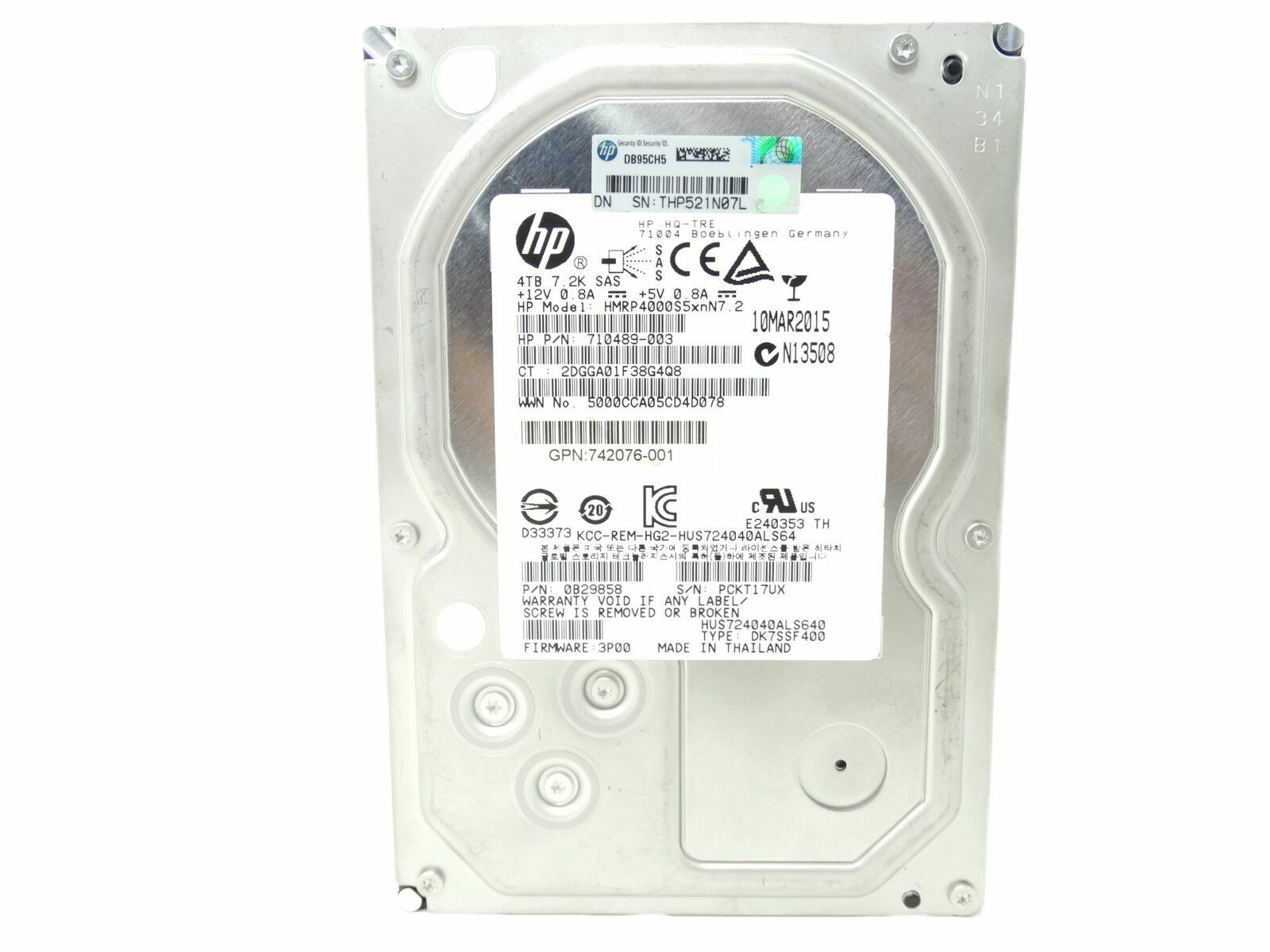 HP 710489-003 3.5" 4TB 7.2K SAS 6Gb/s 64MB Server Hard Drive HUS724040ALS640