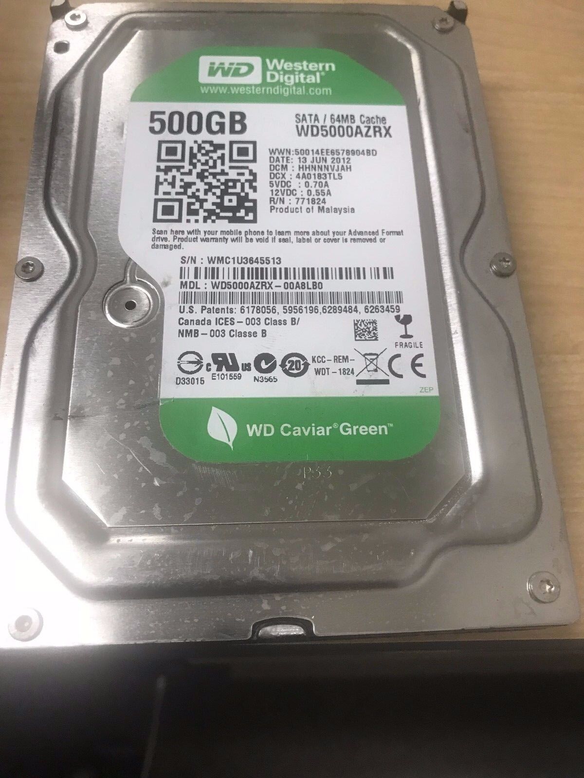 WD5000AZRX-00A8LB0 64MB wd5000azrx  Western Digital 500GB 3.5'' SATA Hard Drive