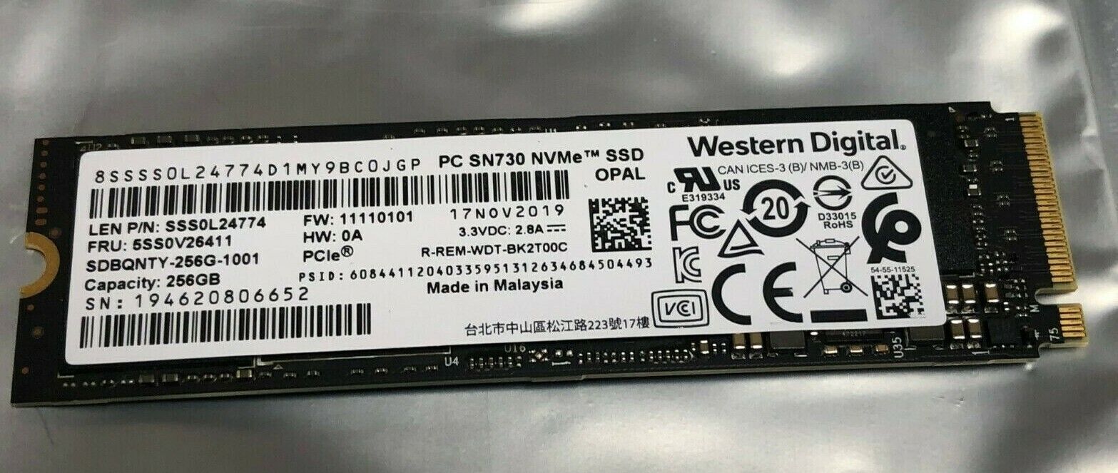 256GB WD SN730 NVMe PCIe M.2 SSD Solid State Drive SDBQNTY-256G Western Digital