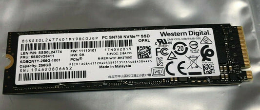 256GB WD SN730 NVMe PCIe M.2 SSD Solid State Drive SDBQNTY-256G Western Digital