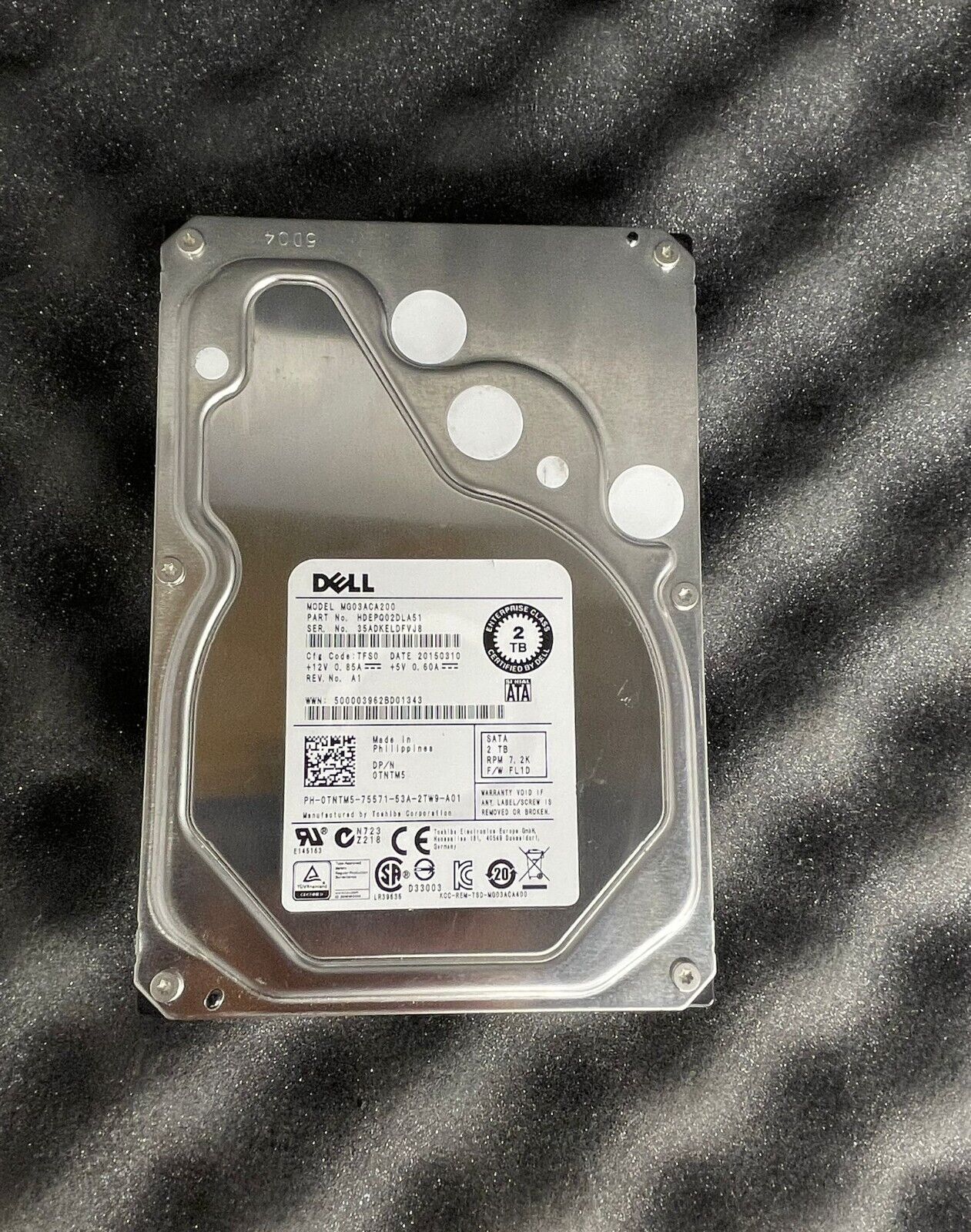 Dell 0TNTM5 Toshiba MG03ACA200 2TB 7.2K SATA 3.5" Internal Hard Drive