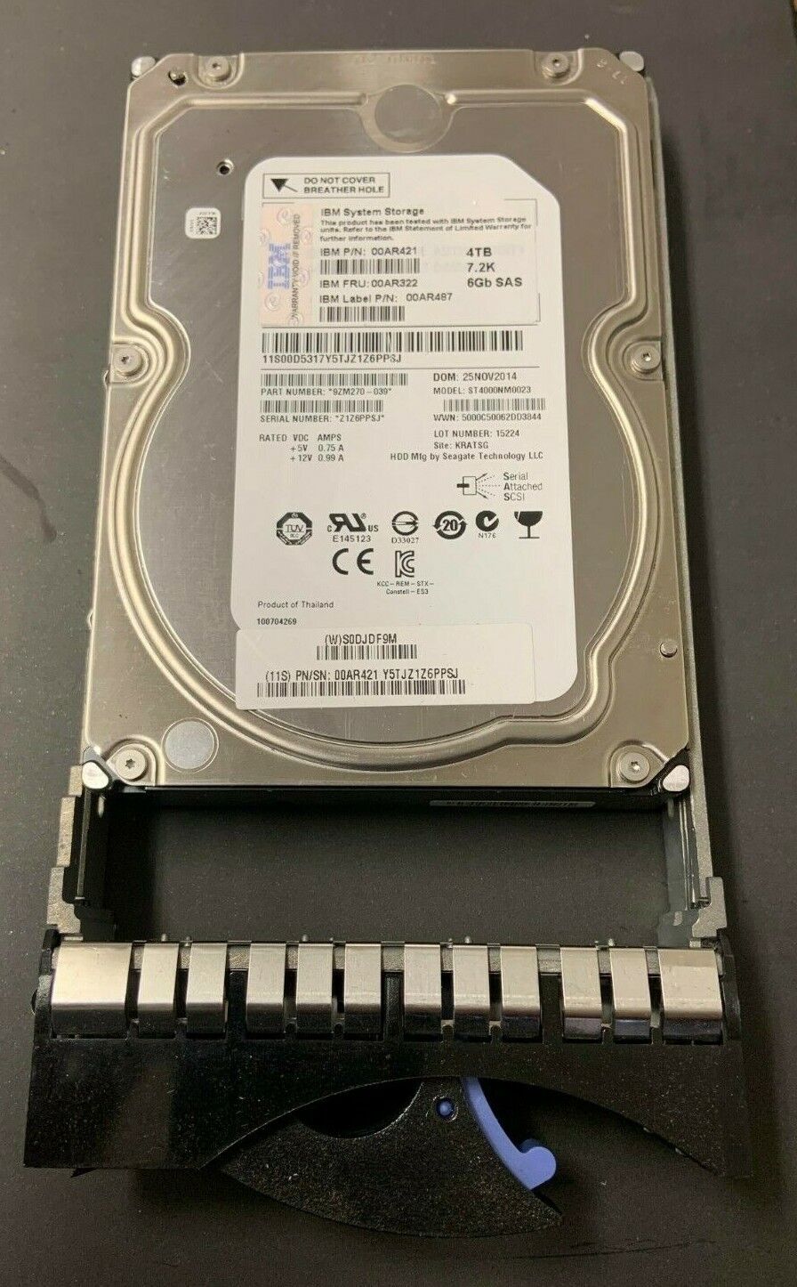 IBM AHD3 4Tb NL SAS Disk V7000 Gen2 00AR322 00AR421 00AR487 00D5317
