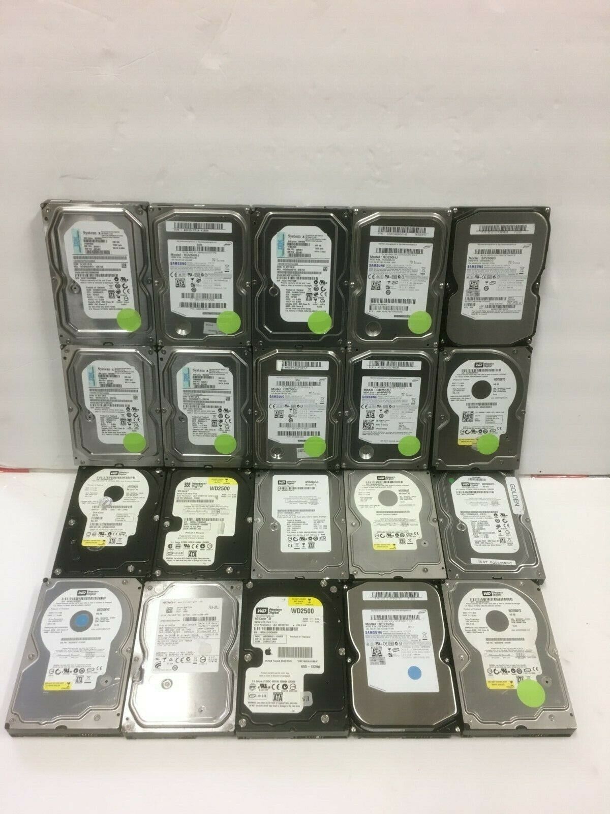 LOT OF 20 250GB 3.5" SATA MIXED Brand Desktop Hard Drives WD Seagate Hitachi