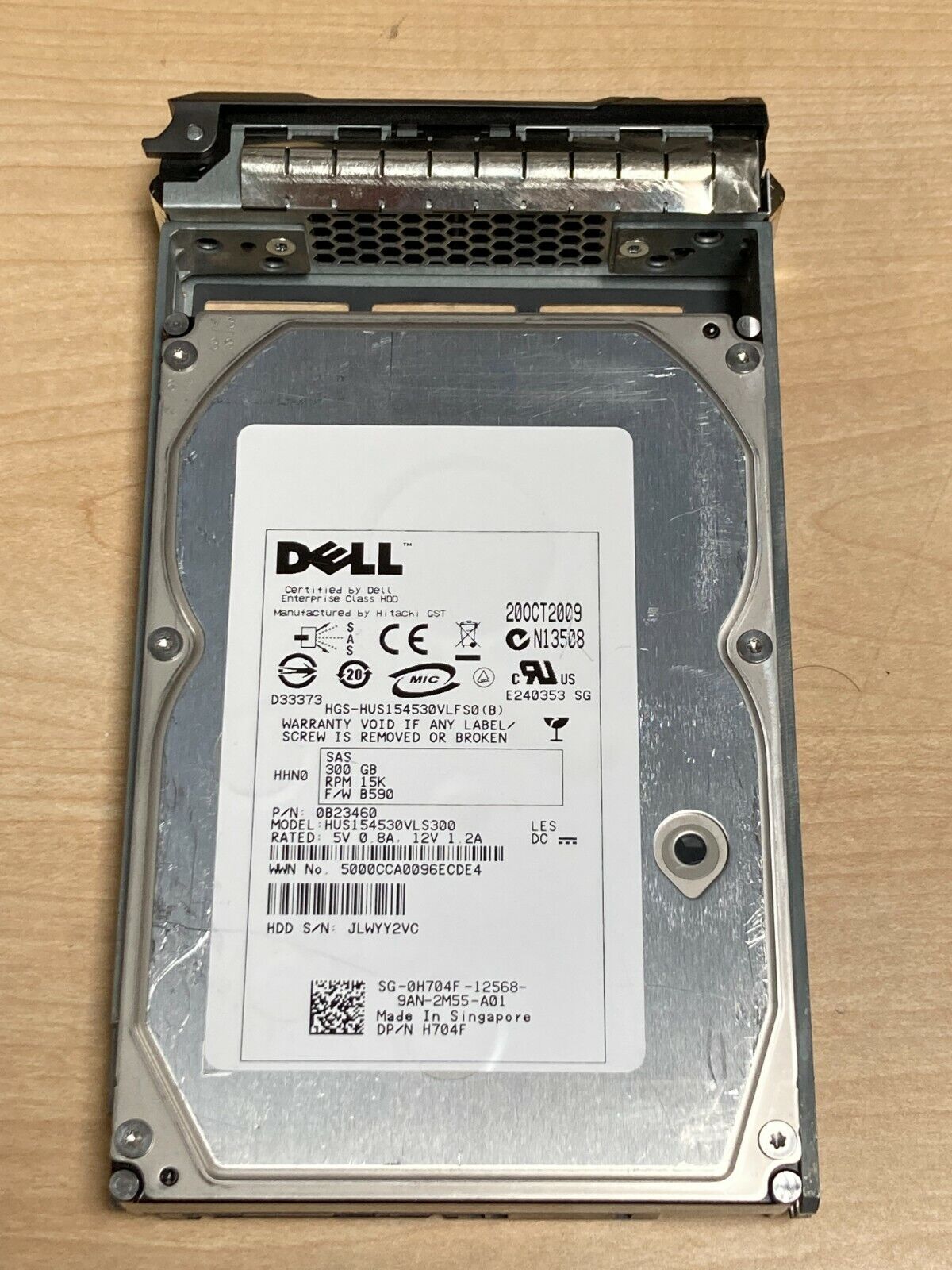 Dell H704F Hitachi HUS154530VLS300 300GB 15K RPM 3.5" SAS Hard Drive with Tray