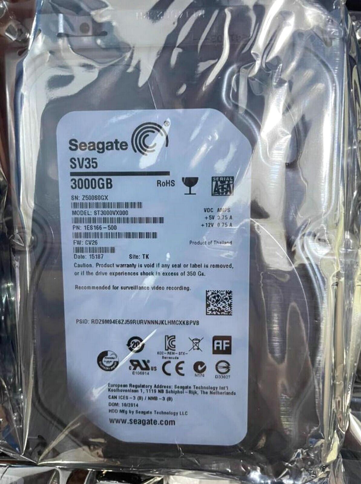 ST3000VX000 VS35 3TB 3.5 Seagate  64MB 7200RPM SATA3 Desktop hard drive HDD