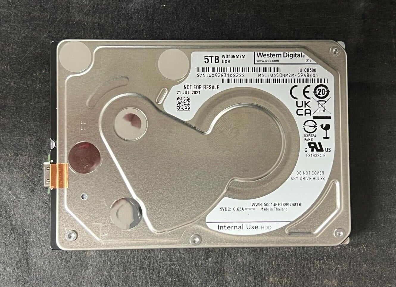 WD MDL: WD50NMZM-59A8XS1 Western Digital 5TB USB 3.0 21 JUL 2021
