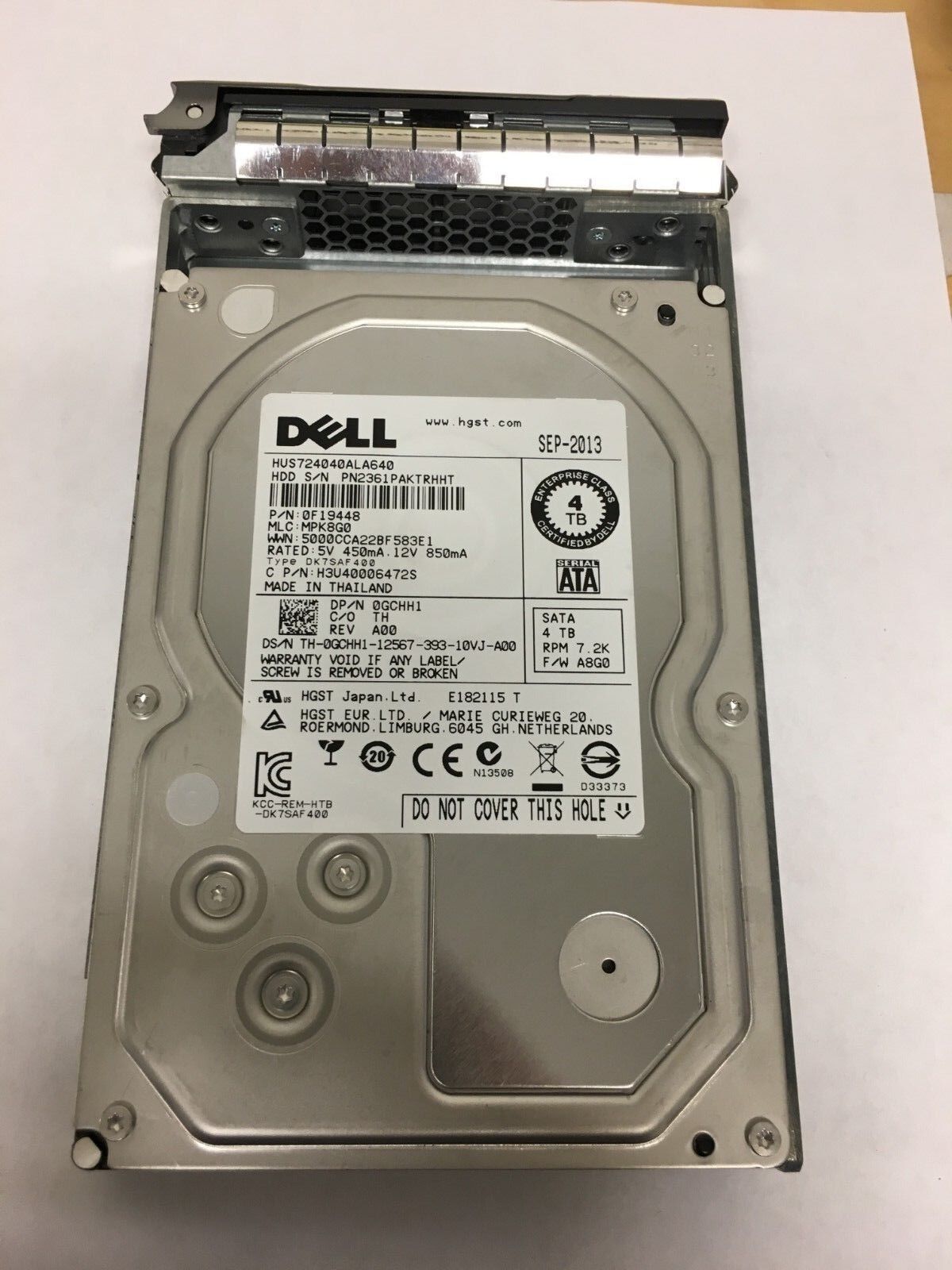 GCHH1 DELL 4TB 7.2K SATA 3.5 LFF 6Gbps HDD 0f19448 hus724040ala640  h3v4000