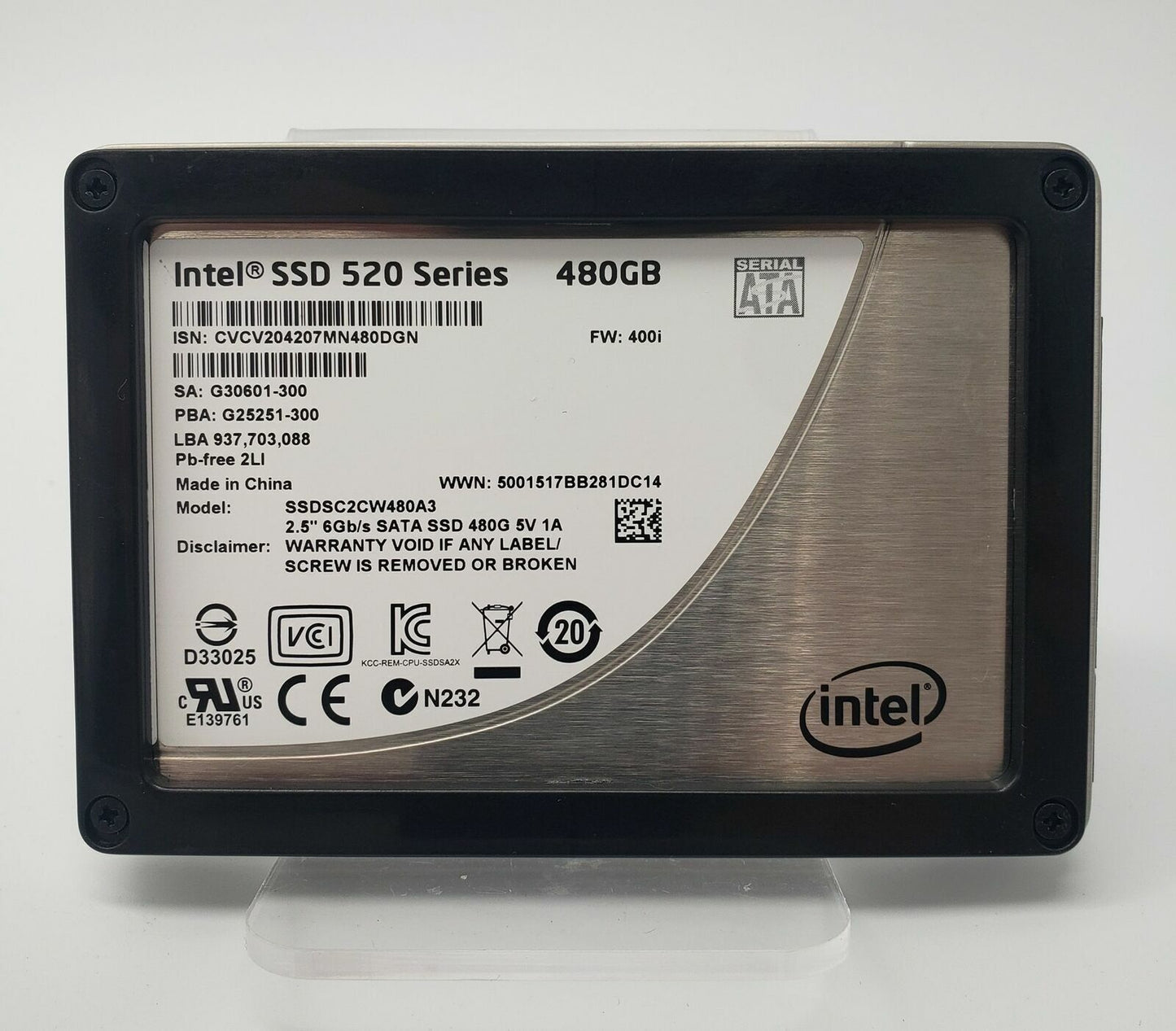 Intel 520 Series 480GB,Internal,2.5" (SSDSC2CW480A) SSD