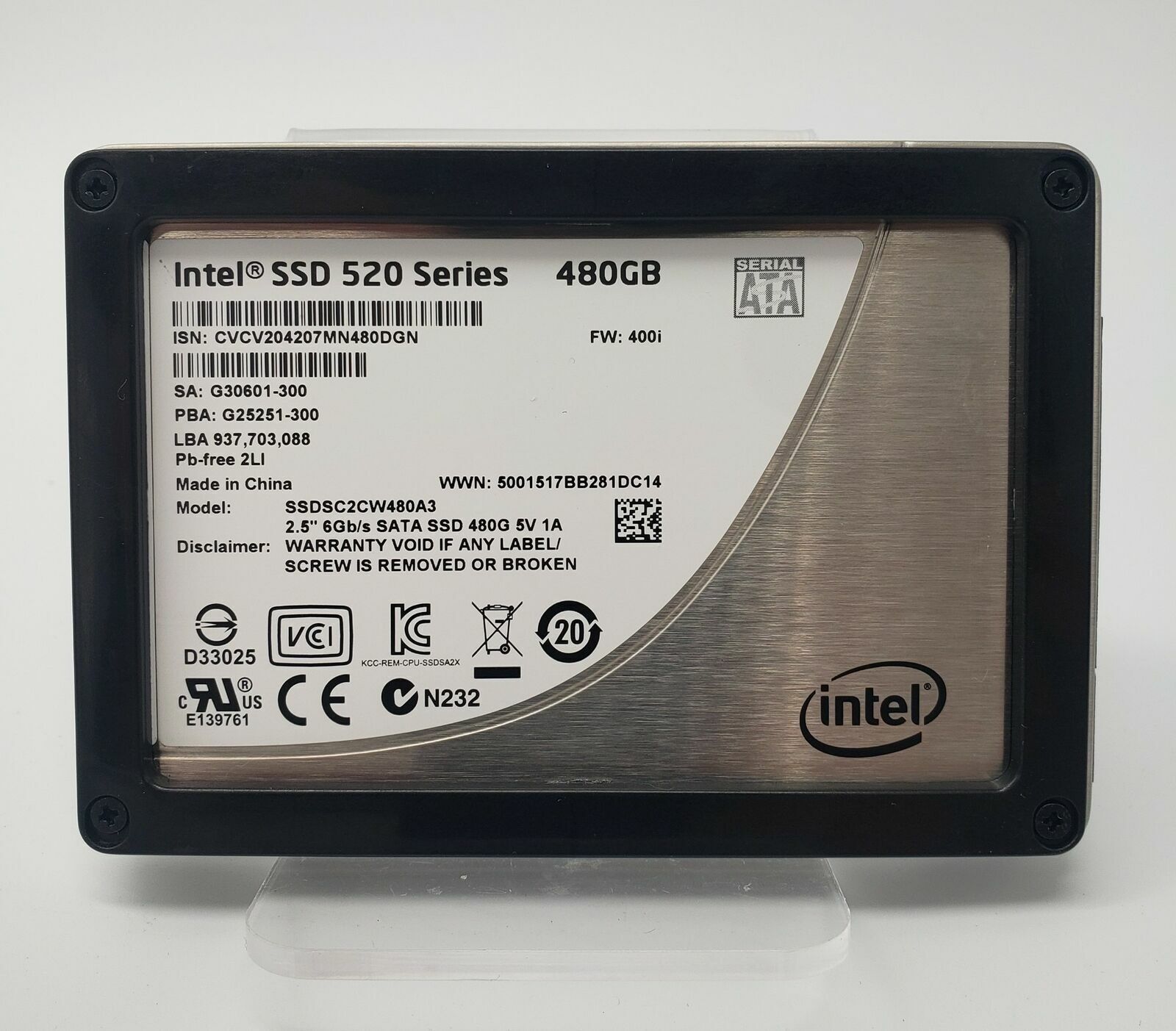 Intel 520 Series 480GB,Internal,2.5" (SSDSC2CW480A) SSD
