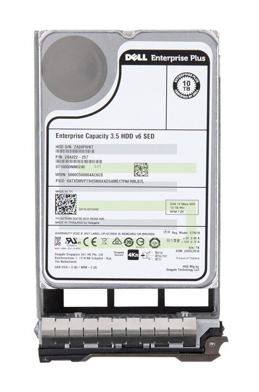 Dell 3T0XM-CML 10TB 3.5 SAS 3.5 12gbs 4K SED ST10000NM0246 2AA222-257 hard drive