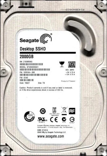 ST2000DX001 P/N: 1NS164-543 F/W: CC62  Seagate 2TB Desktop SSHD
