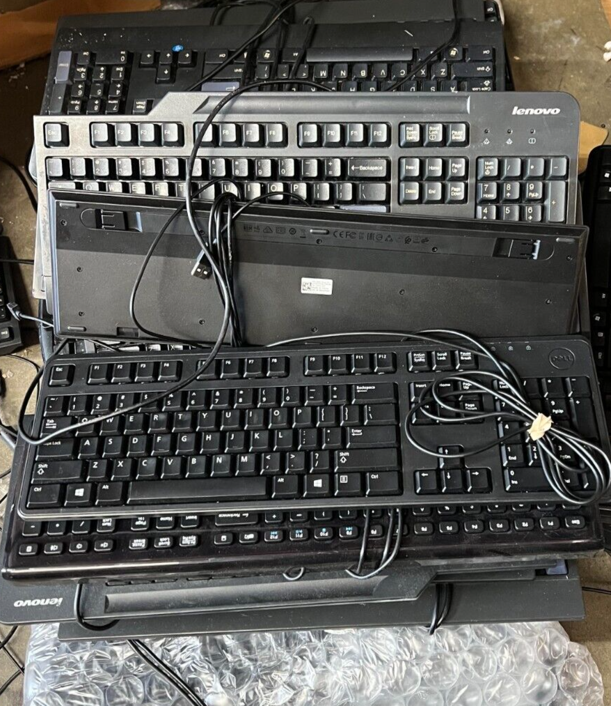 Lot of 10 - MIXED HP Dell Lenovo USB Keyboards All  Working Various Models