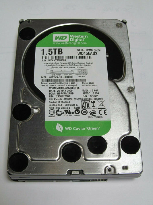 Western Digital Caviar Green 1.5TB Internal 7200RPM 3.5" WD15EADS HDD hard drive