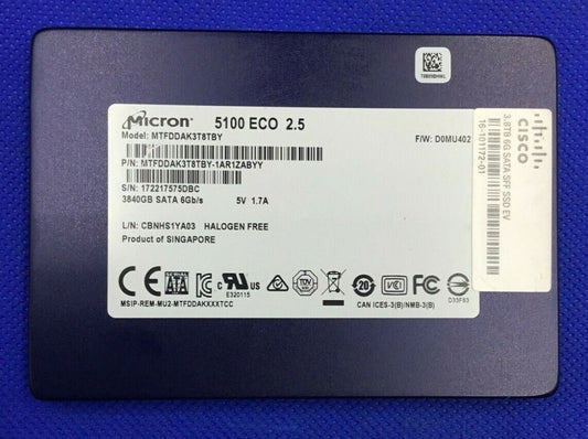 MTFDDAK3T8TBY MICRON 5100 ECO 3.84TB SATA 2.5IN SSD HDD hard drive Solid state