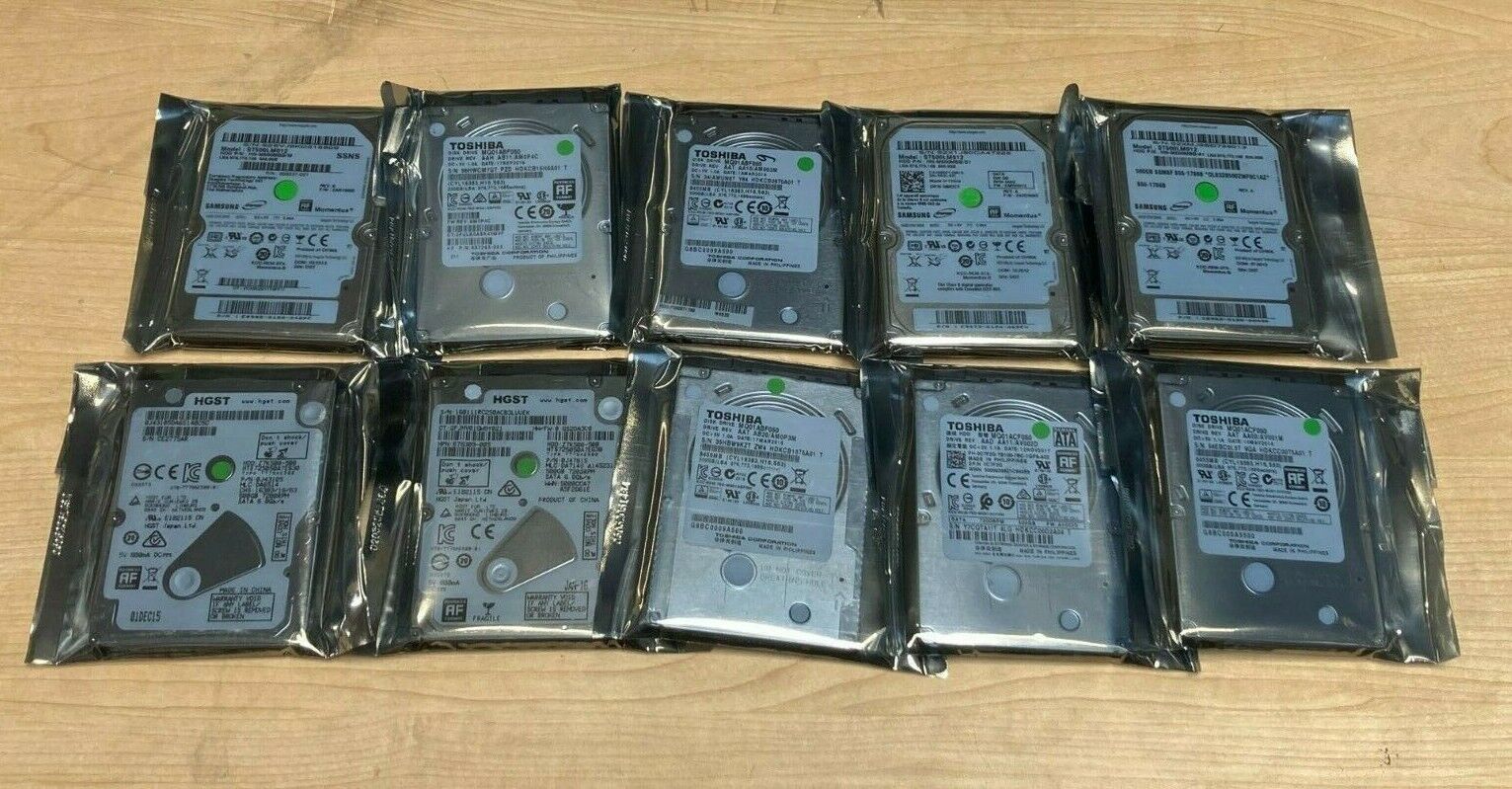 Lot of 10 500GB SATA 2.5" Laptop Hard Drive HD laptop WD HGST Seagate  Slim