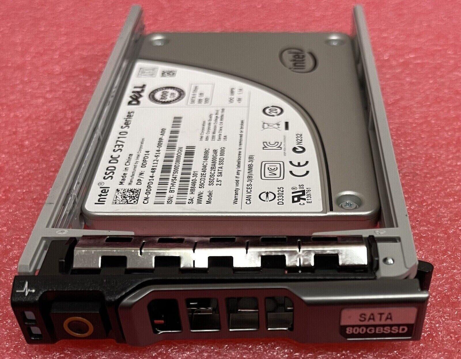DPD14 DELL INTEL S3710 800GB 6Gbps SATA 2.5" SSD SSDSC2BA800G4R 0DPD14 MLC drive