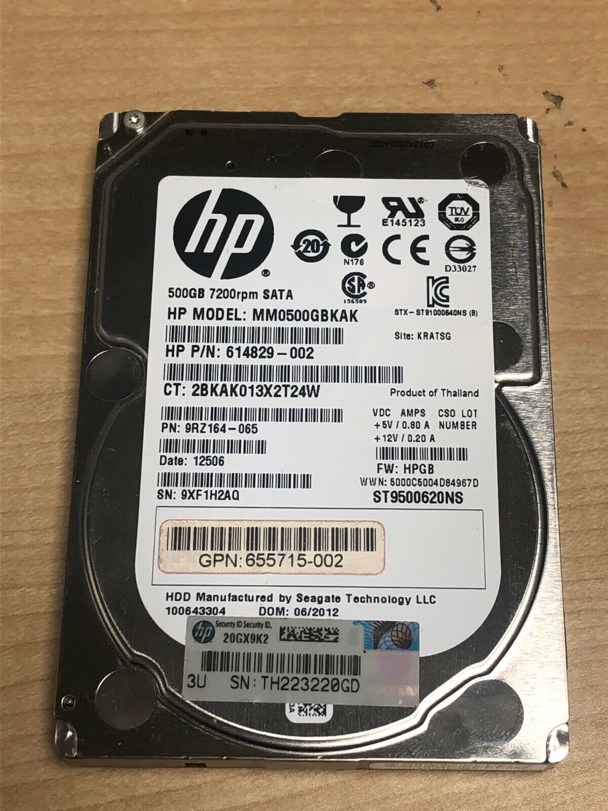 614829-002 HP 500GB 6G SATA 7.2K rpm SFF 2.5" SATA SC Midline HDD Hard Drive
