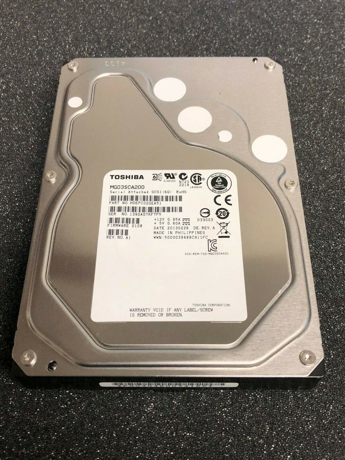 Toshiba 2TB 3.5" SAS 6Gb/s 7.2k 64MB Server HDD MG03SCA200