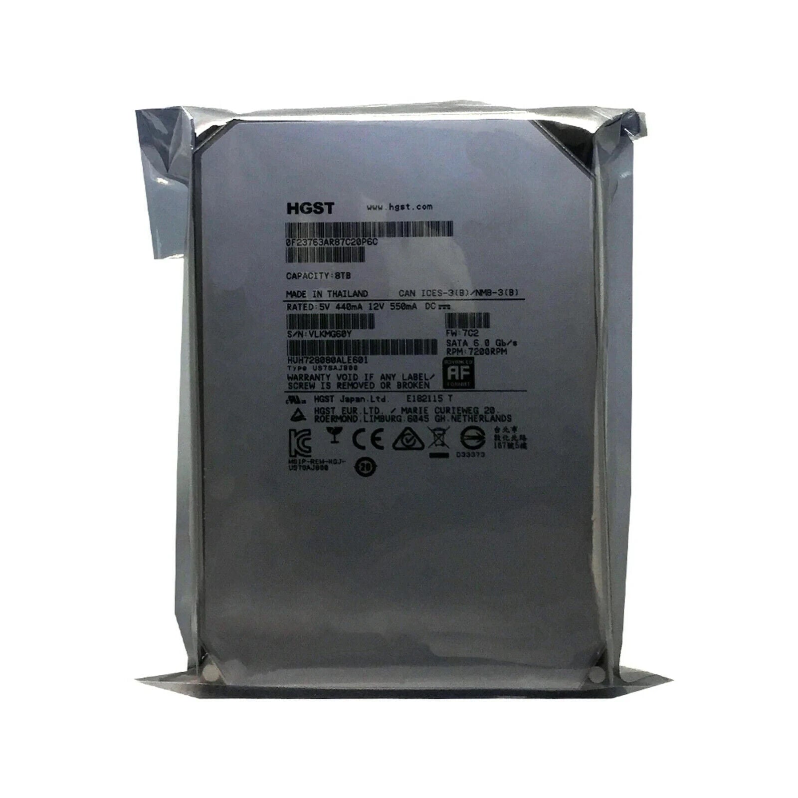 HGST HUH728080ALE600 8TB 7.2K 6G 128MB 3.5" SATA Hard Drive 0F23267 HDD warranty