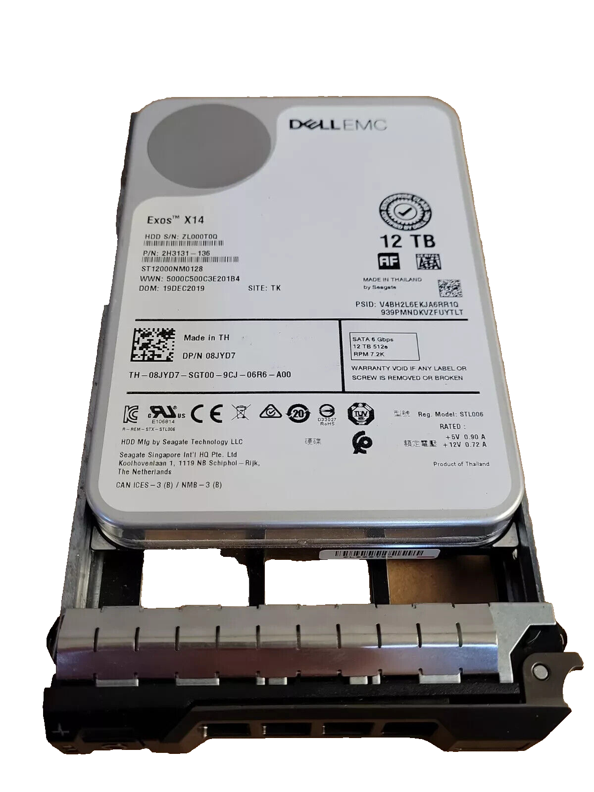 DELL EMC SEAGATE Exos X14 12TB 3.5" 7.2K SATA - ST12000NM0128 - DELL PN 08JYD7