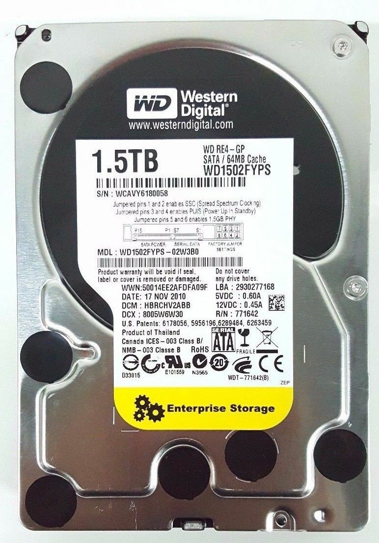 Western Digital WD1502FYPS 1.5TB 5.4K SATA 3Gb/s 3.5in Hard Drive WD hard drive