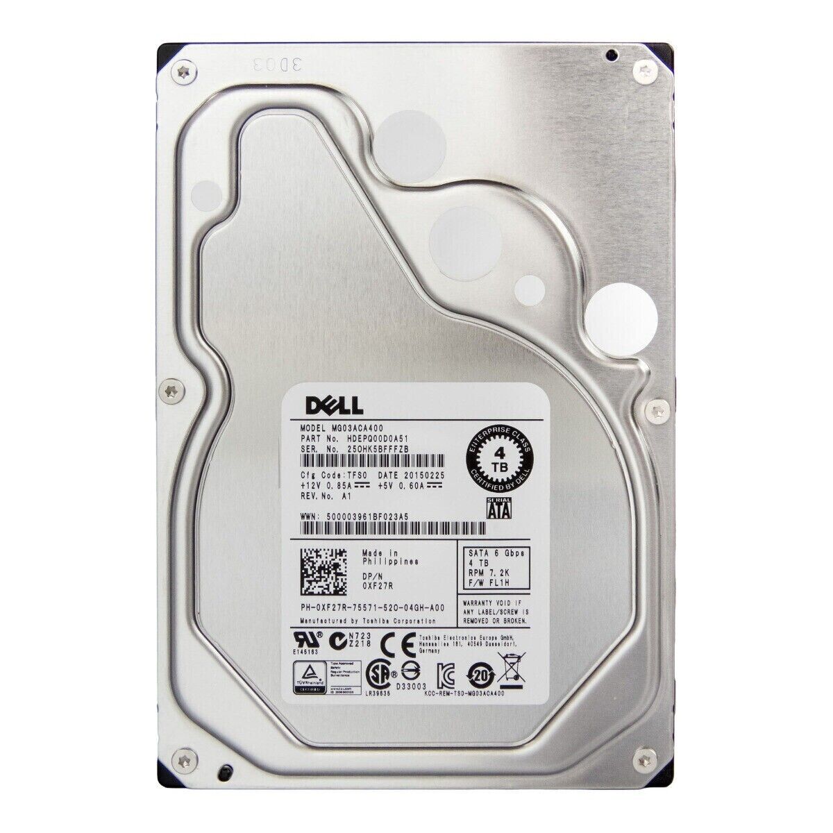 Dell XF27R 0XF27R 4TB 7.2K RPM 6Gb/s 64MB 3.5" SATA HDD Hard Drive