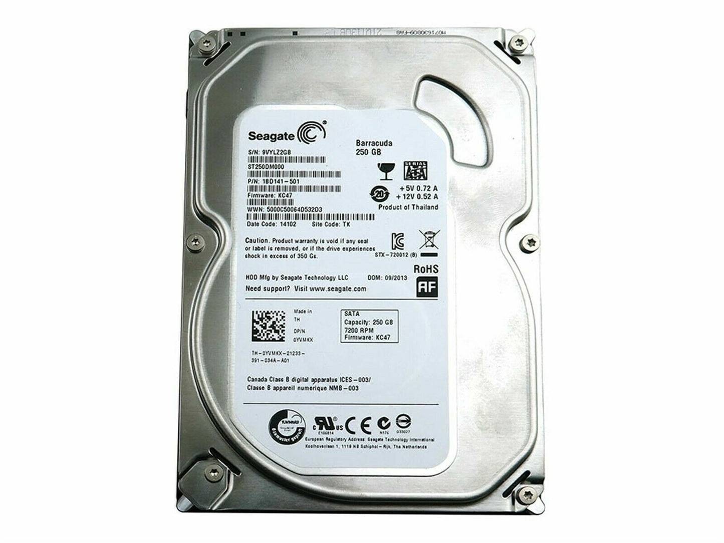 DELL SEAGATE ST250DM000 3.5" 250GB 7200 RPM 16MB CACHE SATA 6GB/S HDD YVMKX