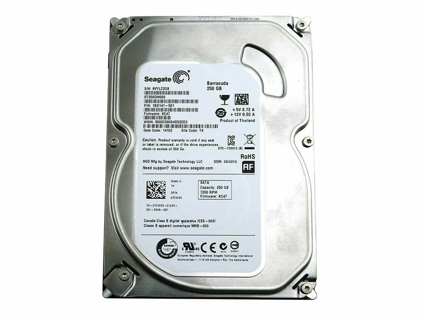 DELL SEAGATE ST250DM000 3.5" 250GB 7200 RPM 16MB CACHE SATA 6GB/S HDD YVMKX