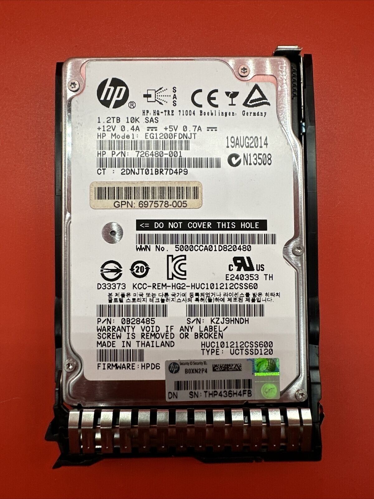 HPe 718162-B21 1.2TB 6G SAS 10K 2.5 DP ENT HDD In 718292 Tray hard drive G8 G8