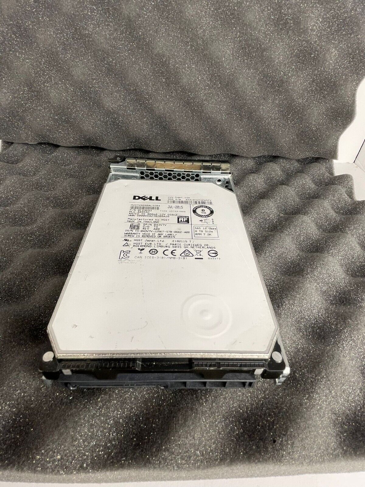Dell 8TB SAS 12Gbps 512e 7.2K 3.5" LFF Hard Drive 043V7V HUH728080AL5204 w/Caddy