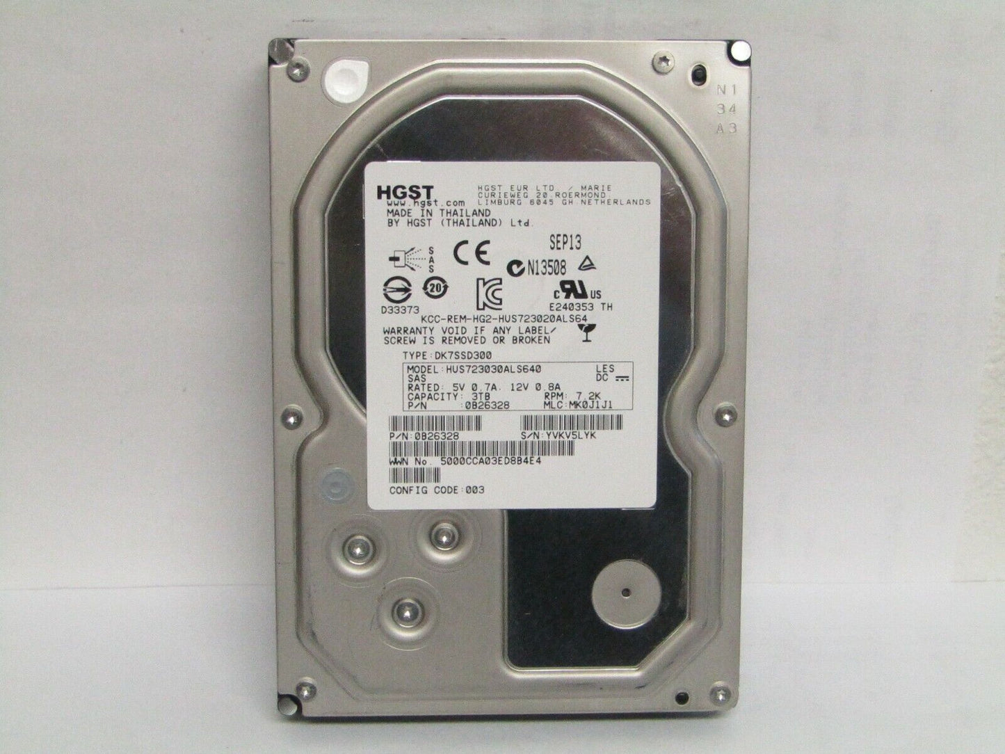 Hitachi 3TB HUS723030ALS640 3.5" 7200 RPM SAS 0B26328 Hard Drive Not for Desktop