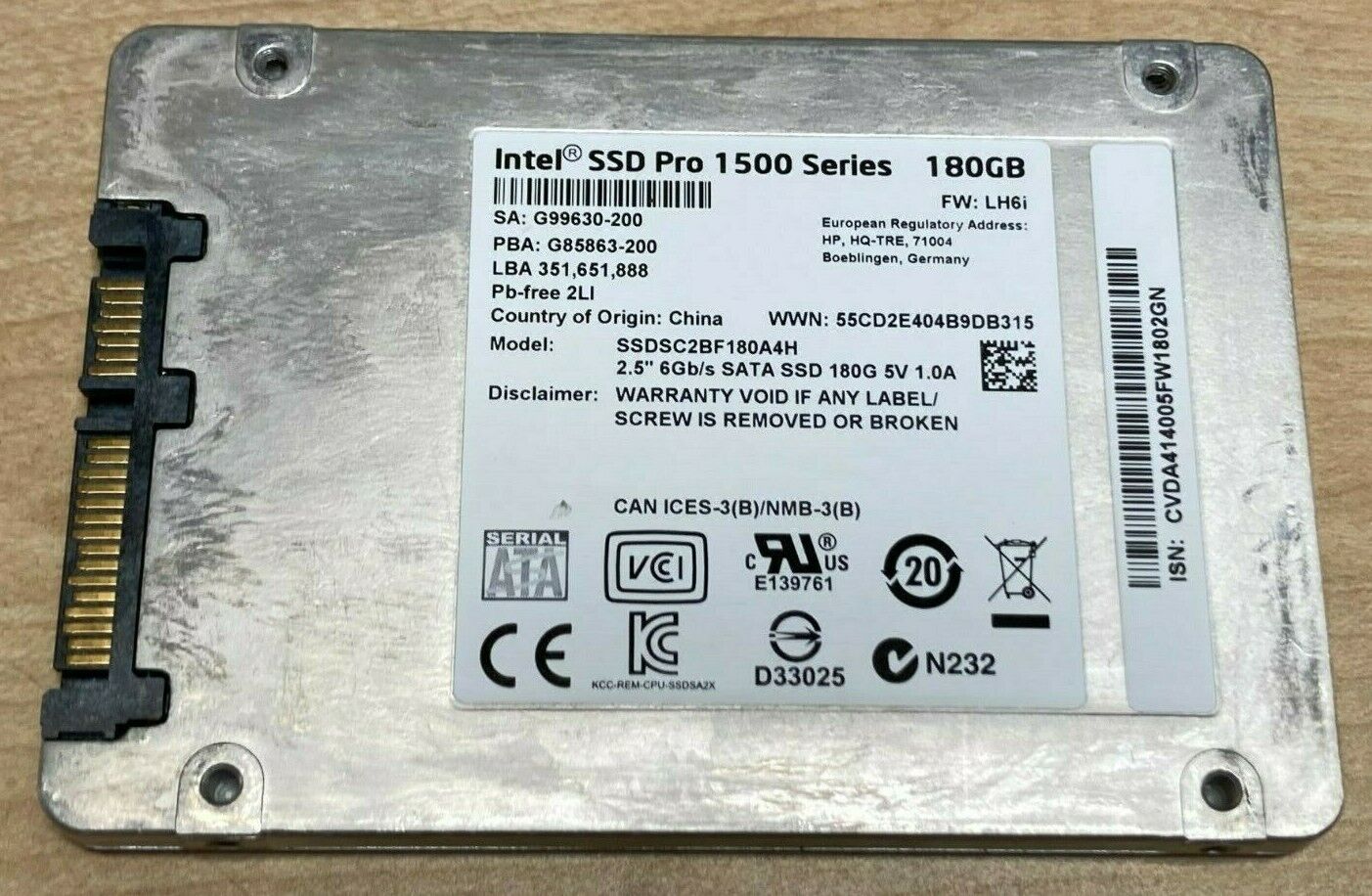 Intel SSD Pro 1500 Series Intel 180GB 2.5 SSD Sata SSDSC2BF180A4H enterprise 