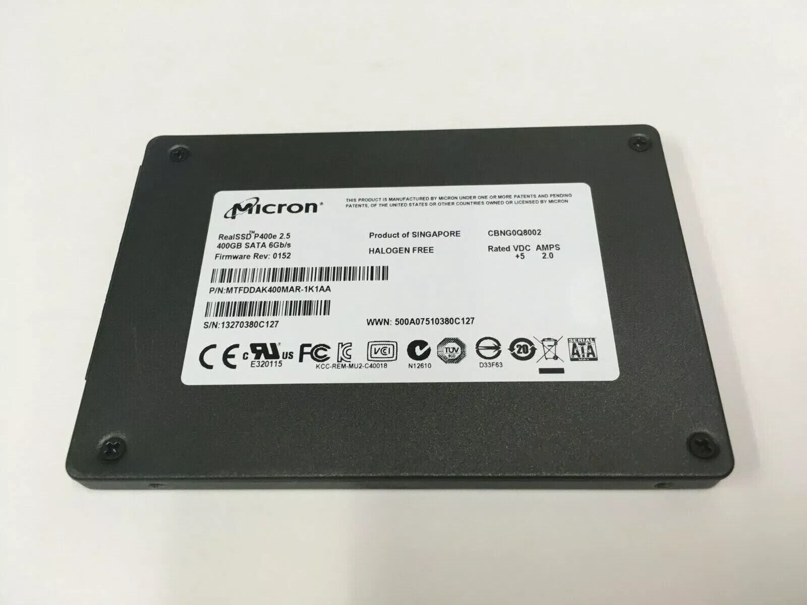 Micron 400GB S630DC 2.5" SAS 12Gb/s SSD MLC NAND. Enterprise-Hardened