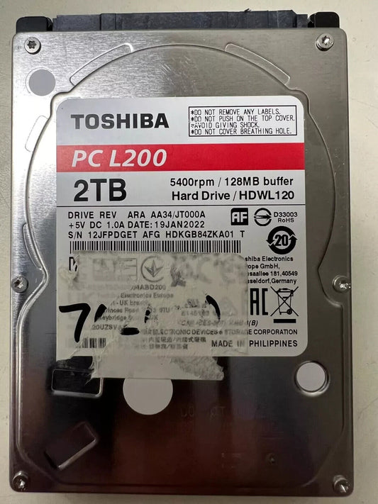 Toshiba PC L200 2TB 5400RPM 128MB HD 7mm 2.5" HDWL120 SATA3 HDKGB84ZKA01