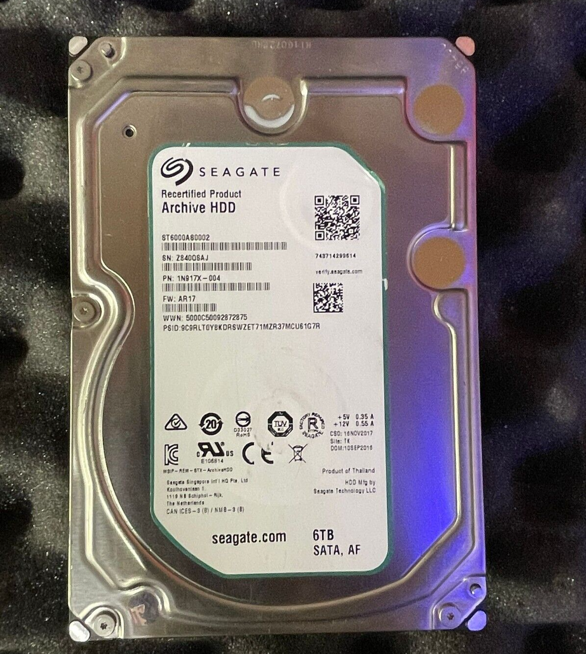 Seagate  6TB 5900RPM SATA 6G 128M 3.5" Hard Drive ST6000AS0002 HDD