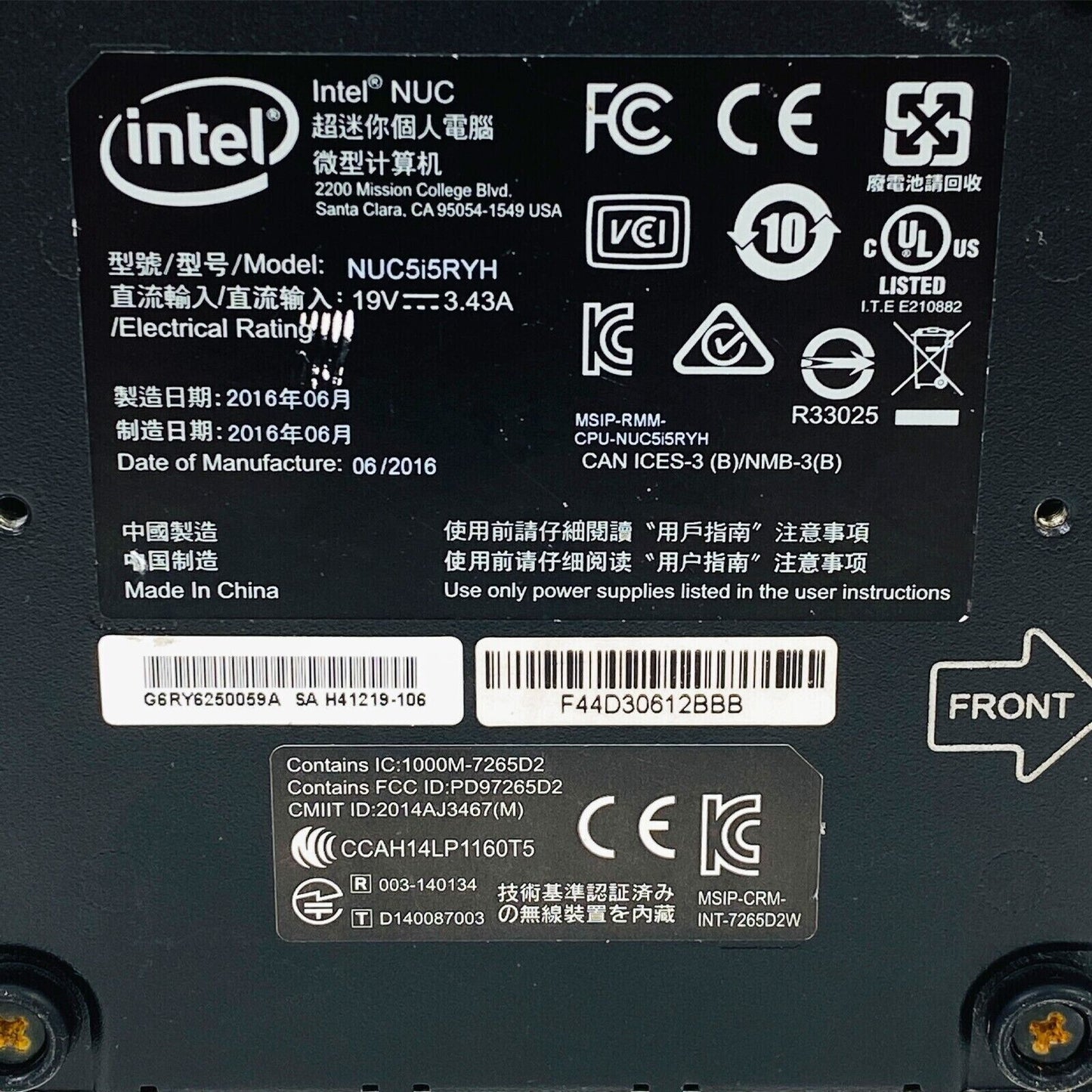 Intel Mini Desktop NUC5i5RYH i5 1.6Ghz 16GB 512GB SSD Win 10 Pro WiFi HDMI USB 3