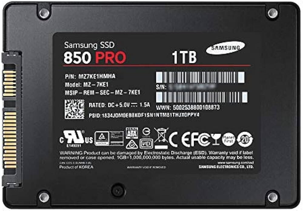 1TB Samsung 850 Pro Series 2.5" SATA 3 SSD MZ-7KE1T0BW HDD hard drive MZ-7KE1T0