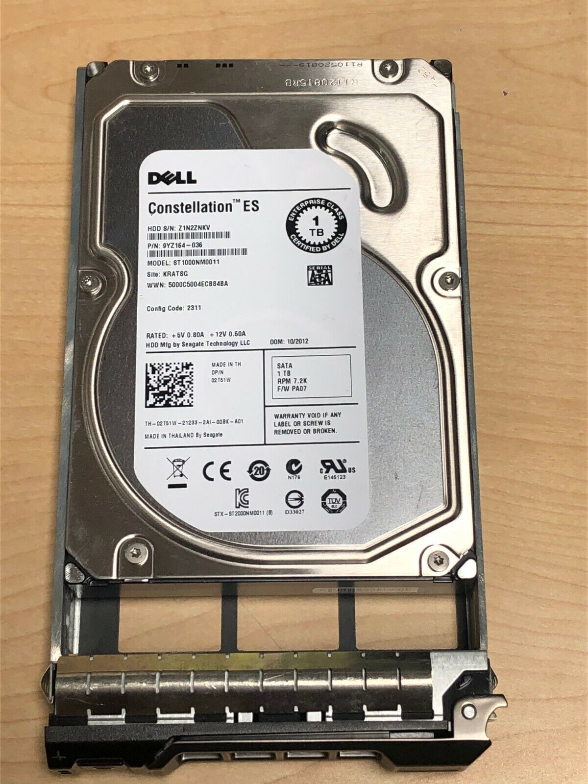 Dell 1TB 6G 7.2K 3.5" SATA 2T51W 02T51W HDD Hard Drive HDD  ST1000nm0011