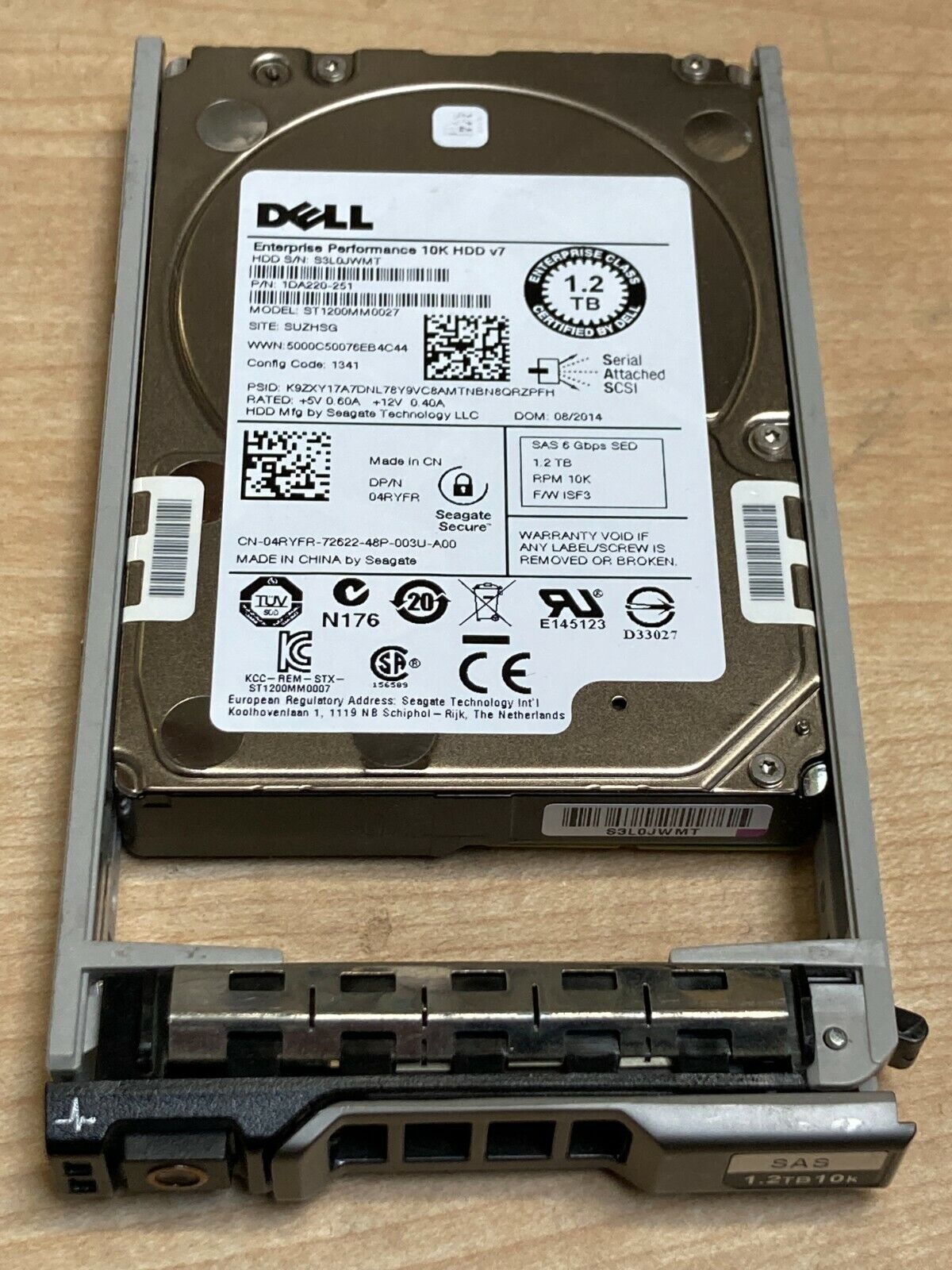 4RYFR Dell 1.2TB 10K SAS 6Gbps 2.5" Server Hard Drive W/ Caddy ST1200MM0027