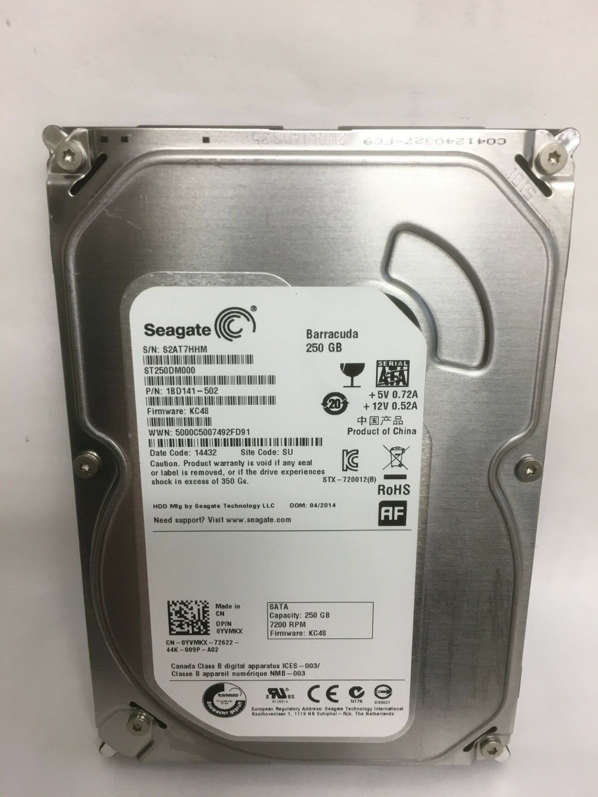 Seagate Barracuda ST250DM000 250GB 7200RPM 3.5" SATA HardDrive Wiped and Tested!