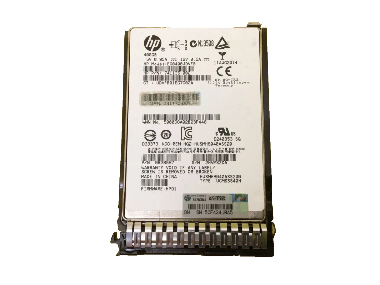 741155-B21 HP 400GB 12G SAS HIGH ENDURANCE SFF 2.5-IN SC SSD w/Blank Tray