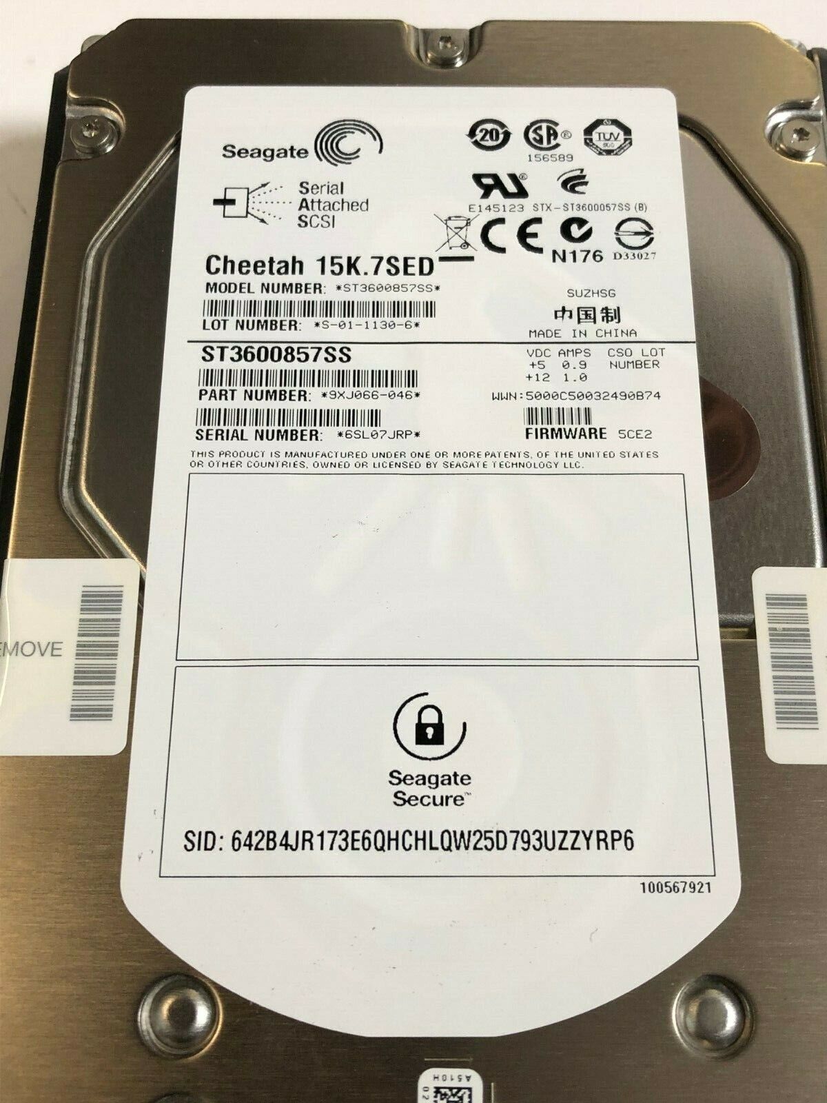 Seagate Cheetah ST3600857SS 15K.7 SED 600GB 15000RPM 3.5" SAS HDD ANH600X