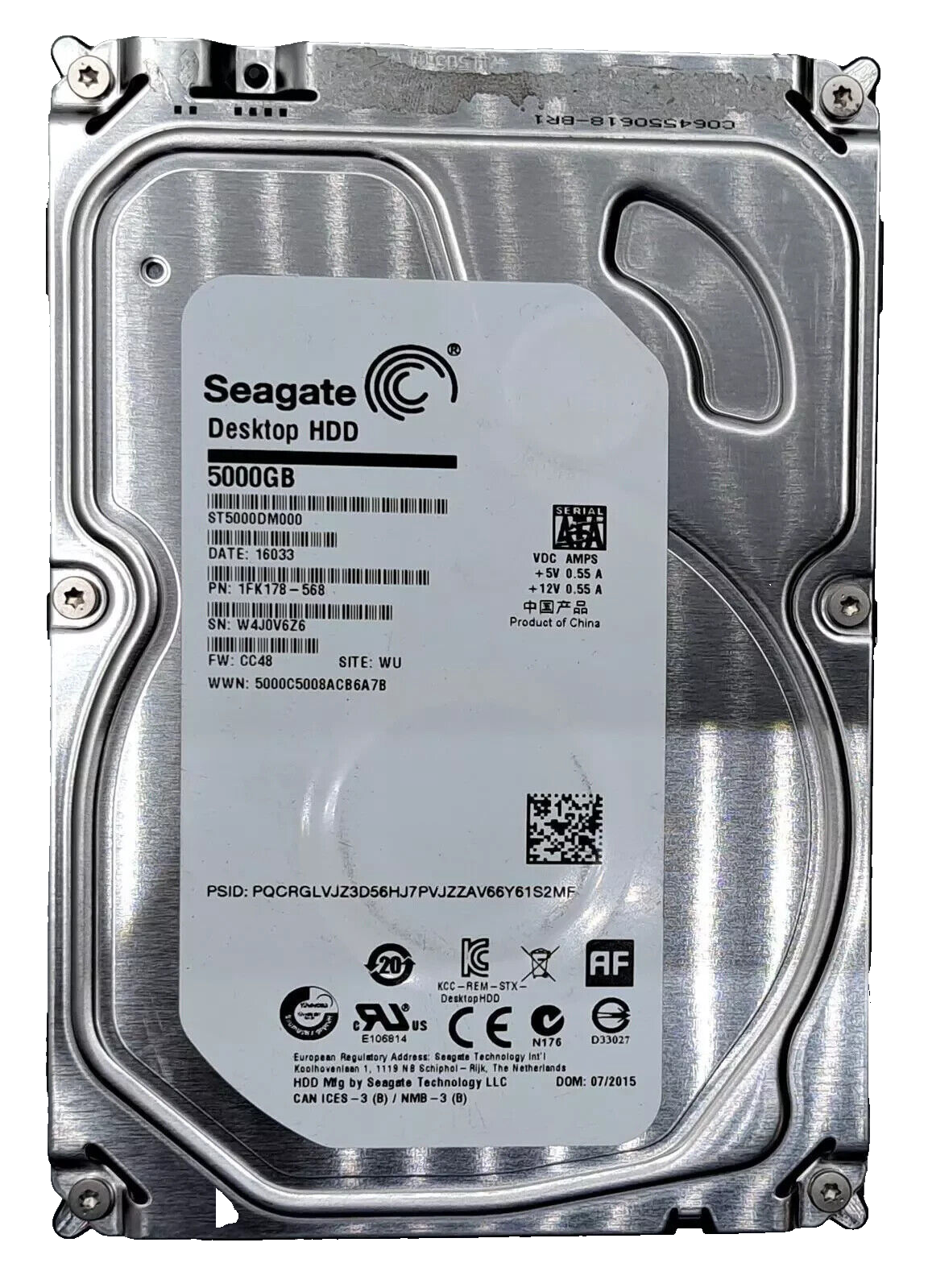 SEAGATE 5TB 3.5" SATA DESKTOP HDD (ST5000DM000) HARD DRIVE