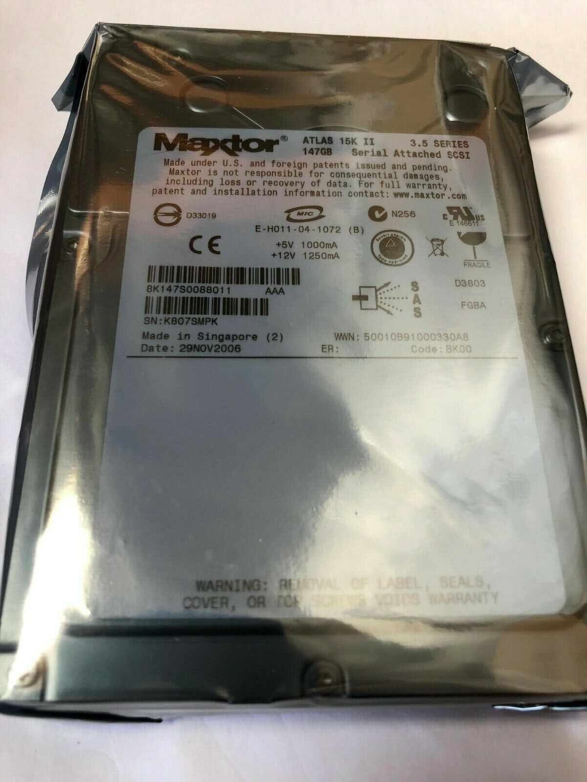 Maxtor 8K147S0 147GB Internal 15000 RPM 3.5" 15k (8K147S0) SAS Hard Drive *NEW*