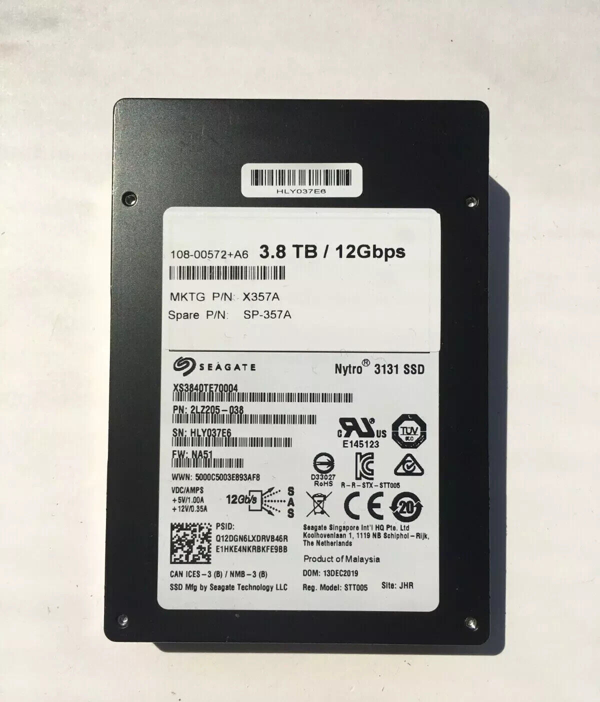 IBM 3.84TB 2.5" 12Gb/s SAS SSD XS3840TE70004 X357 SLNGE3T8ATE 520 FORMAT