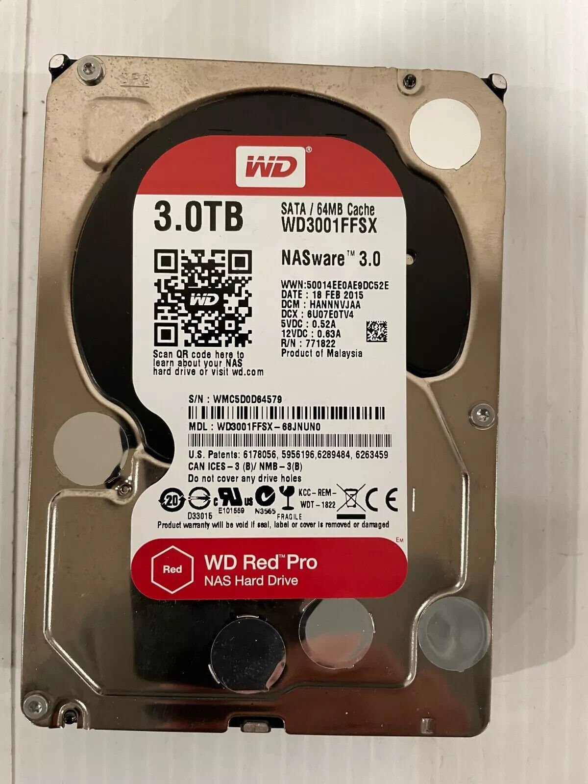 WD Red Pro 3TB NAS Hard Disk Drive SATA 3.5" 7200RPM WD3001FFSX