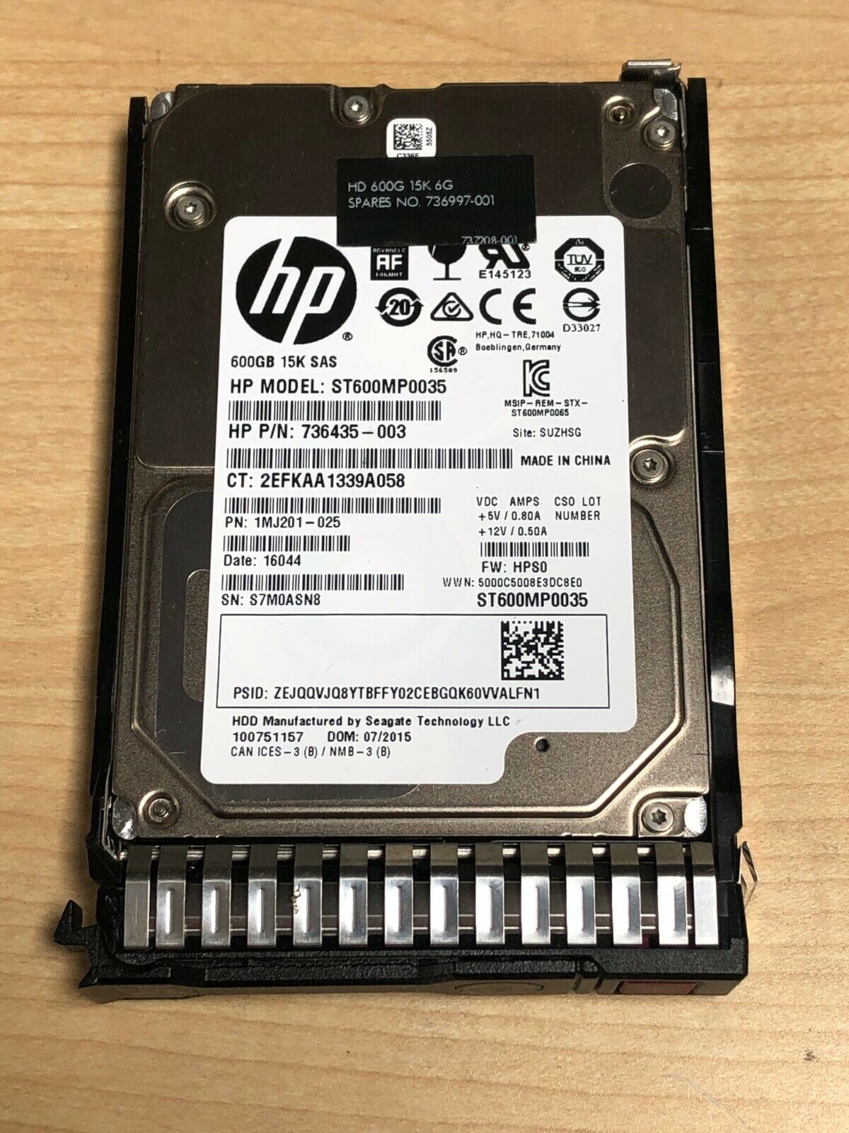 736997-001 736435-003 HPE 600GB 15K 6G SFF 2.5" SAS HARD DRIVE